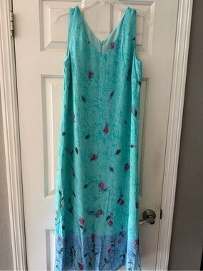 Vintage Carol Anderson aqua watercolor Y2K 90s made in USA boho